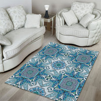 Indian Mandala Pattern Area Rug Blue Geometric Floral Mandala