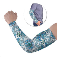 Indian Mandala Pattern Arm Sleeves Blue Geometric Floral Mandala