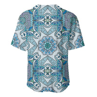 Indian Mandala Pattern Baseball Jersey Blue Geometric Floral Mandala