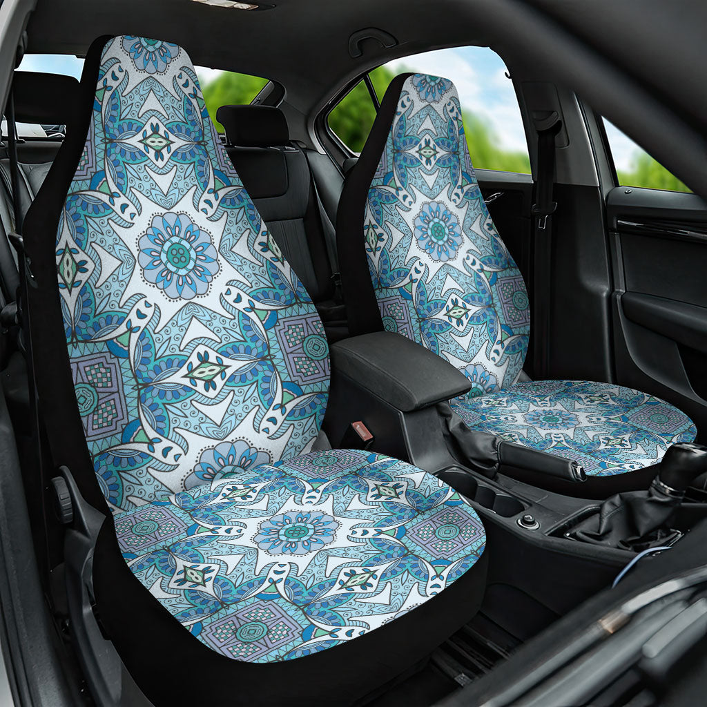 Indian Mandala Pattern Car Seat Cover Blue Geometric Floral Mandala