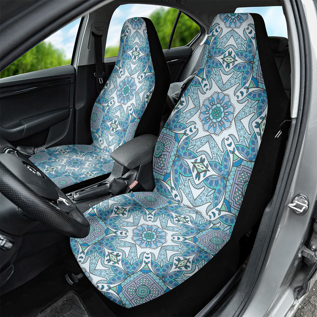 Indian Mandala Pattern Car Seat Cover Blue Geometric Floral Mandala