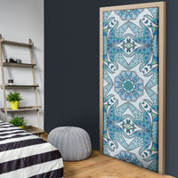 Indian Mandala Pattern Door Cover Blue Geometric Floral Mandala