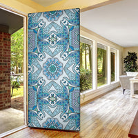 Indian Mandala Pattern Door Cover Blue Geometric Floral Mandala