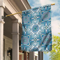 Indian Mandala Pattern Garden Flag Blue Geometric Floral Mandala