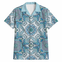 Indian Mandala Pattern Hawaiian Shirt Blue Geometric Floral Mandala