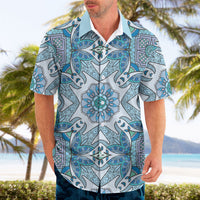 Indian Mandala Pattern Hawaiian Shirt Blue Geometric Floral Mandala