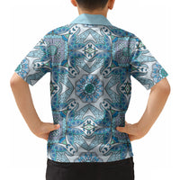 Indian Mandala Pattern Hawaiian Shirt Blue Geometric Floral Mandala