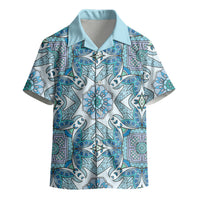Indian Mandala Pattern Kid Hawaiian Shirt Blue Geometric Floral Mandala