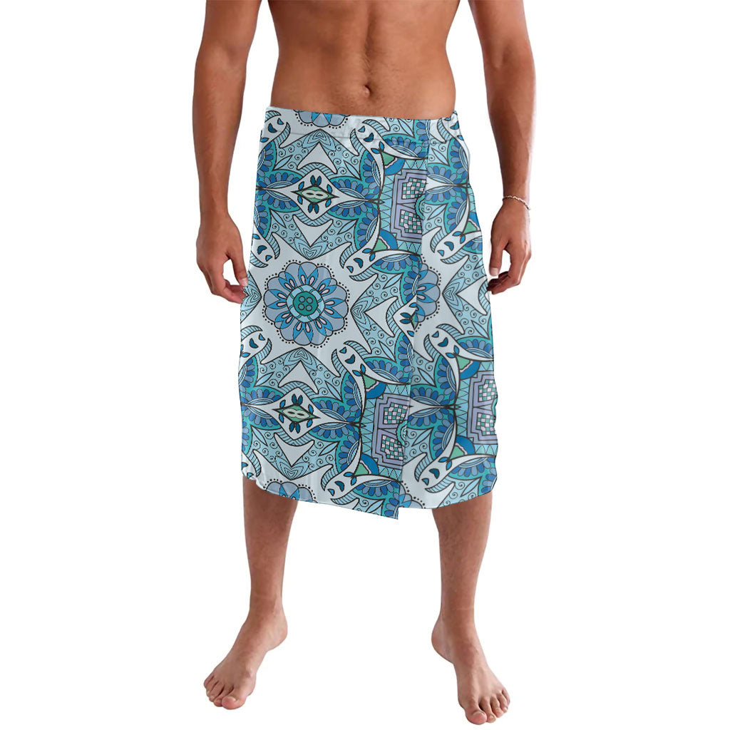 Indian Mandala Pattern Lavalava Blue Geometric Floral Mandala