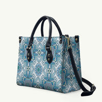 Indian Mandala Pattern Leather Bag Blue Geometric Floral Mandala