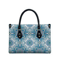 Indian Mandala Pattern Leather Bag Blue Geometric Floral Mandala