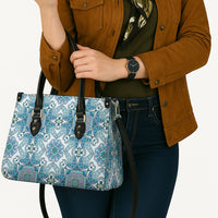 Indian Mandala Pattern Leather Bag Blue Geometric Floral Mandala