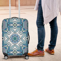 Indian Mandala Pattern Luggage Cover Blue Geometric Floral Mandala