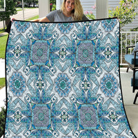 Indian Mandala Pattern Quilt Blue Geometric Floral Mandala