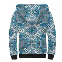 Indian Mandala Pattern Sherpa Hoodie Blue Geometric Floral Mandala