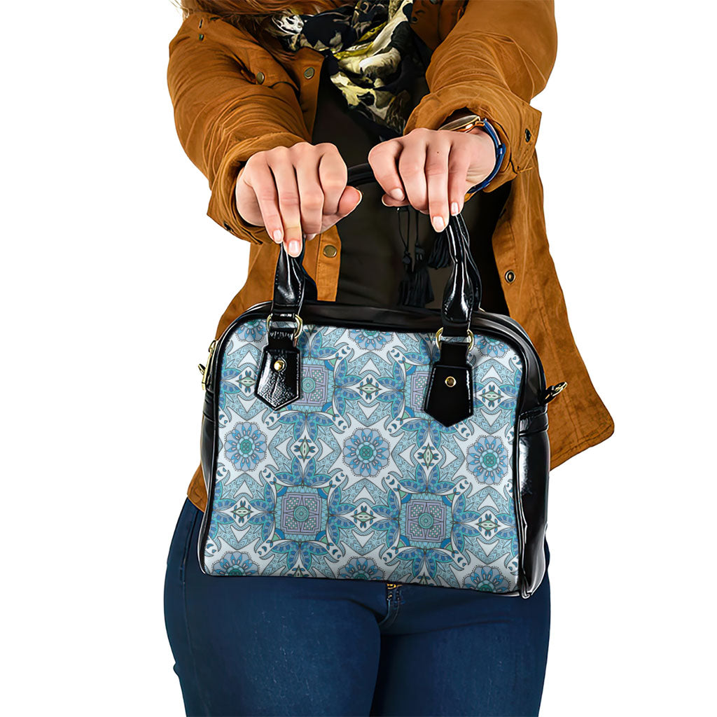 Indian Mandala Pattern Shoulder Handbag Blue Geometric Floral Mandala