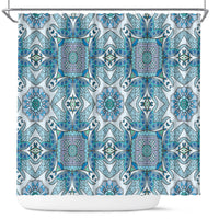 Indian Mandala Pattern Shower Curtain Blue Geometric Floral Mandala