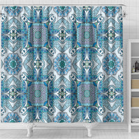 Indian Mandala Pattern Shower Curtain Blue Geometric Floral Mandala