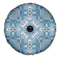 Indian Mandala Pattern Spare Tire Cover Blue Geometric Floral Mandala