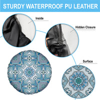 Indian Mandala Pattern Spare Tire Cover Blue Geometric Floral Mandala