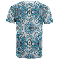 Indian Mandala Pattern T Shirt Blue Geometric Floral Mandala