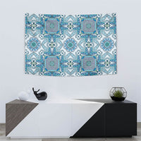 Indian Mandala Pattern Tapestry Blue Geometric Floral Mandala