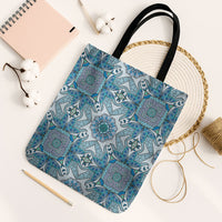 Indian Mandala Pattern Tote Bag Blue Geometric Floral Mandala