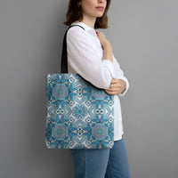 Indian Mandala Pattern Tote Bag Blue Geometric Floral Mandala