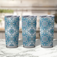 Indian Mandala Pattern Tumbler Cup Blue Geometric Floral Mandala