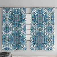 Indian Mandala Pattern Window Curtain Blue Geometric Floral Mandala