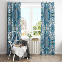 Indian Mandala Pattern Window Curtain Blue Geometric Floral Mandala