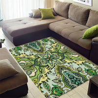 Indian Mandala Pattern Area Rug Green Geometric Floral Mandala