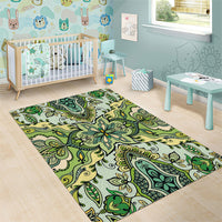 Indian Mandala Pattern Area Rug Green Geometric Floral Mandala