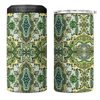 Indian Mandala Pattern 4 in 1 Can Cooler Tumbler Green Geometric Floral Mandala