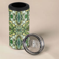 Indian Mandala Pattern 4 in 1 Can Cooler Tumbler Green Geometric Floral Mandala