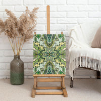 Indian Mandala Pattern Canvas Wall Art Green Geometric Floral Mandala