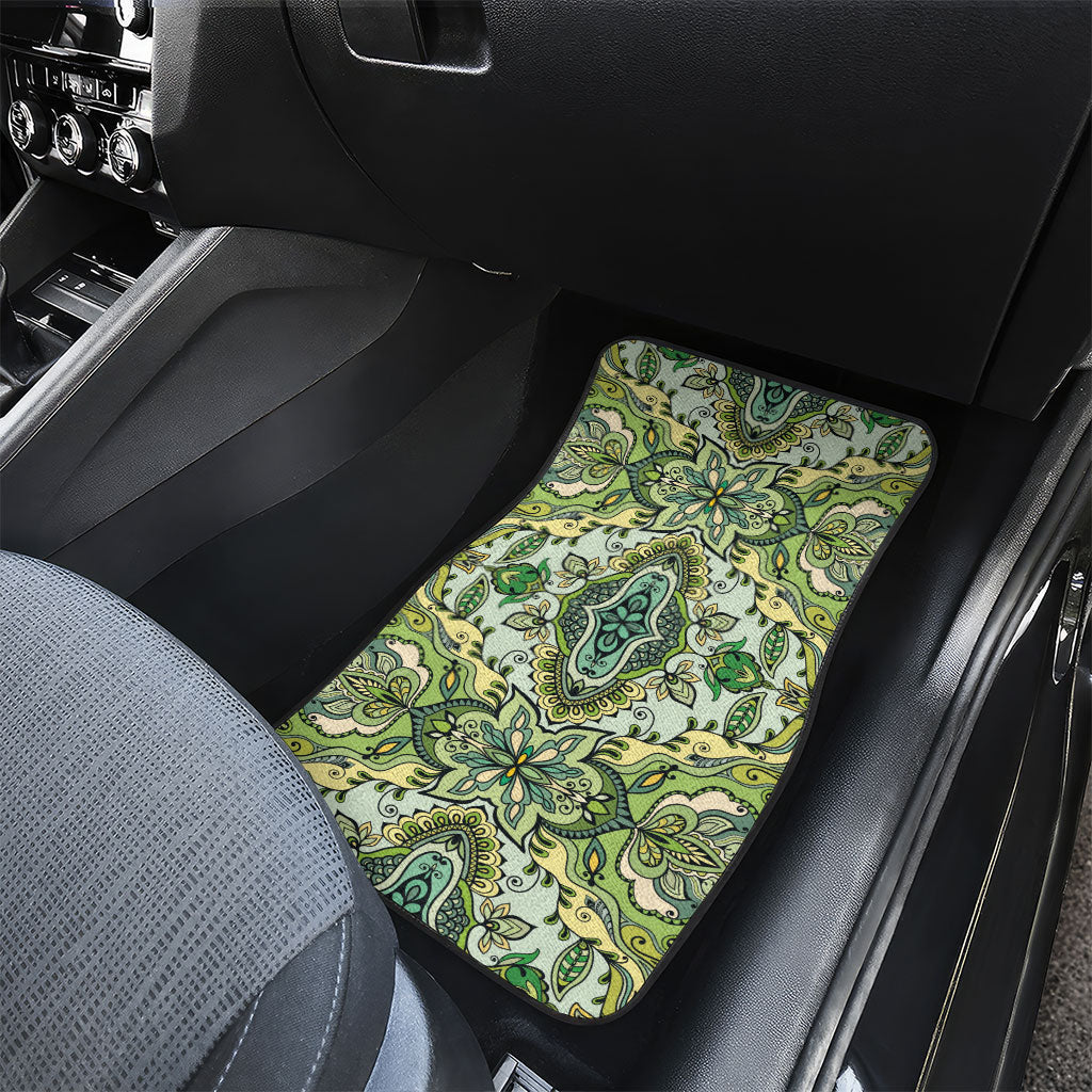 Indian Mandala Pattern Car Mats Green Geometric Floral Mandala