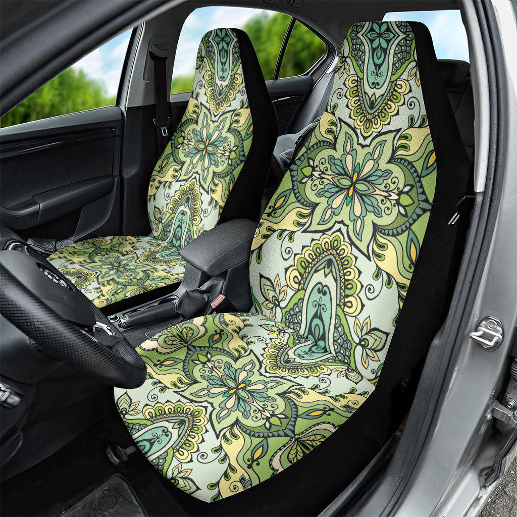 Indian Mandala Pattern Car Seat Cover Green Geometric Floral Mandala