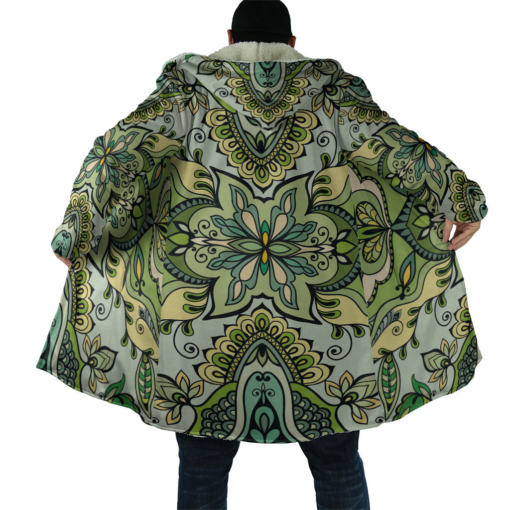 Indian Mandala Pattern Cloak Green Geometric Floral Mandala