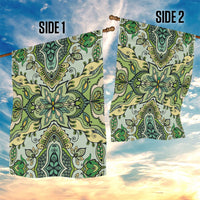Indian Mandala Pattern Garden Flag Green Geometric Floral Mandala