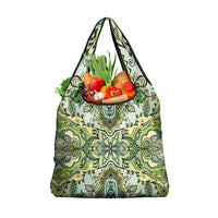 Indian Mandala Pattern Grocery Bag Green Geometric Floral Mandala
