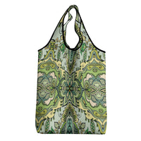 Indian Mandala Pattern Grocery Bag Green Geometric Floral Mandala