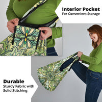 Indian Mandala Pattern Grocery Bag Green Geometric Floral Mandala