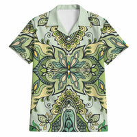 Indian Mandala Pattern Hawaiian Shirt Green Geometric Floral Mandala