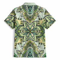 Indian Mandala Pattern Hawaiian Shirt Green Geometric Floral Mandala