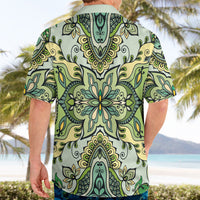 Indian Mandala Pattern Hawaiian Shirt Green Geometric Floral Mandala