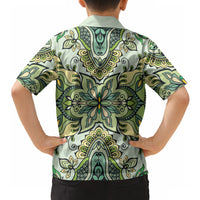 Indian Mandala Pattern Hawaiian Shirt Green Geometric Floral Mandala