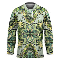 Indian Mandala Pattern Hockey Jersey Green Geometric Floral Mandala