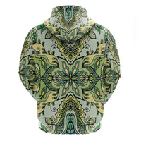 Indian Mandala Pattern Hoodie Green Geometric Floral Mandala