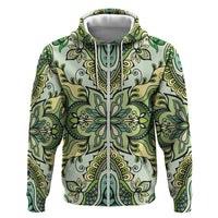 Indian Mandala Pattern Hoodie Green Geometric Floral Mandala
